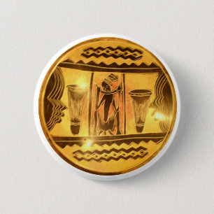 Golden African Ethnic Art Print Design Button
