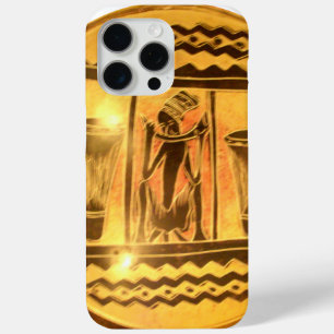 Golden African Ethnic Art Print Design iPhone 15 Pro Max Hülle