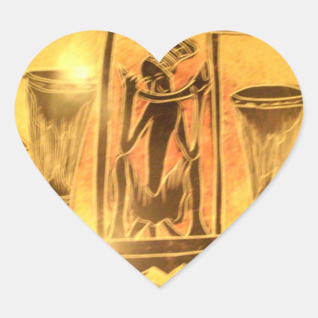 Golden African Ethnic Art Print Design Herz-Aufkleber (Vorderseite)