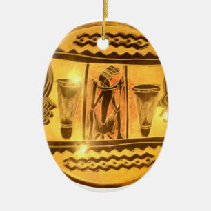 Golden African Ethnic Art Print Design Keramikornament