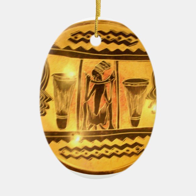 Golden African Ethnic Art Print Design Keramikornament (Vorne)