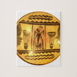 Golden African Ethnic Art Print Design Puzzle