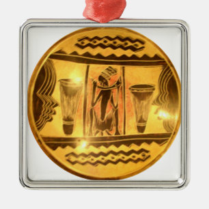 Golden African Ethnic Art Print Design Silbernes Ornament