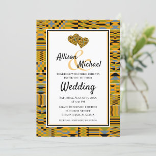 Golden African Kente K46 Einladung zur Hochzeit