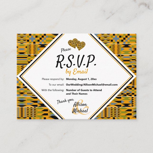 Golden African Kente K46 UAWG Wedding Card Begleitkarte (Vorderseite)