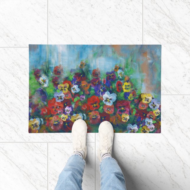 Golden Afternoon Pansies by Jason Street Fußmatte (Indoor)