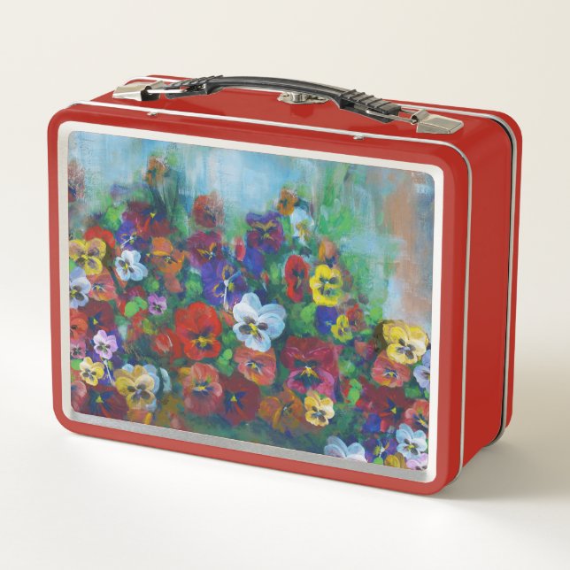 Golden Afternoon Pansies by Jason Street Metall Brotdose (Rückseite)