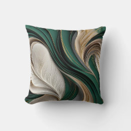 Golden Air – Emerald & Gold Fließendes Abstract Kissen