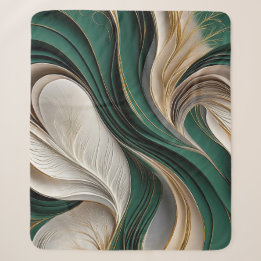 Golden Air – Emerald & Gold Flowing Abstract Sherpadecke