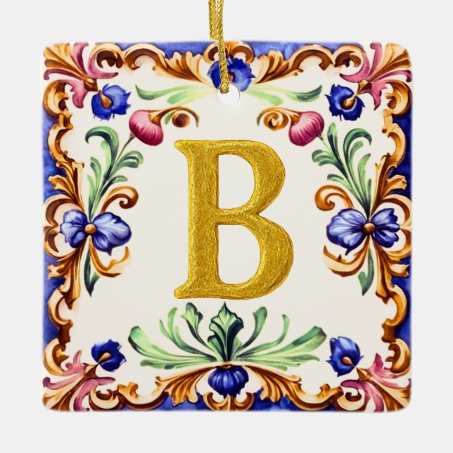 Golden Alphabet – Letter B Keramikornament (Vorderseite)