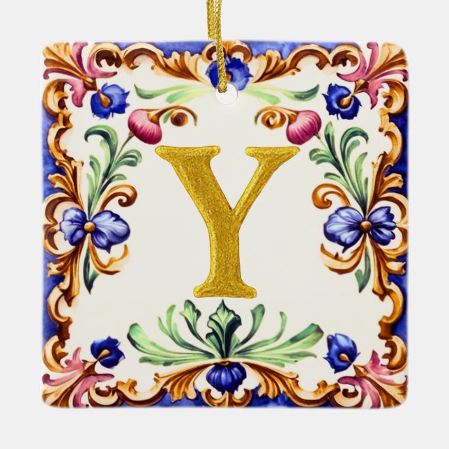 Golden Alphabet – Letter Y Keramikornament (Vorderseite)