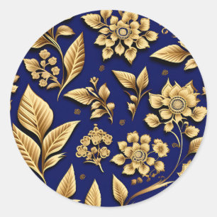 Golden Amaranth on Royal Blue Runder Aufkleber