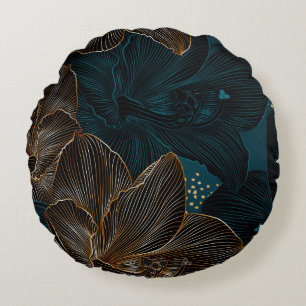 Golden Amaryllis: Vintager Luxus-Flora. Rundes Kissen