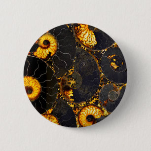 Golden Amber Schwarz Nautilus Muschel Muster, Foss Button