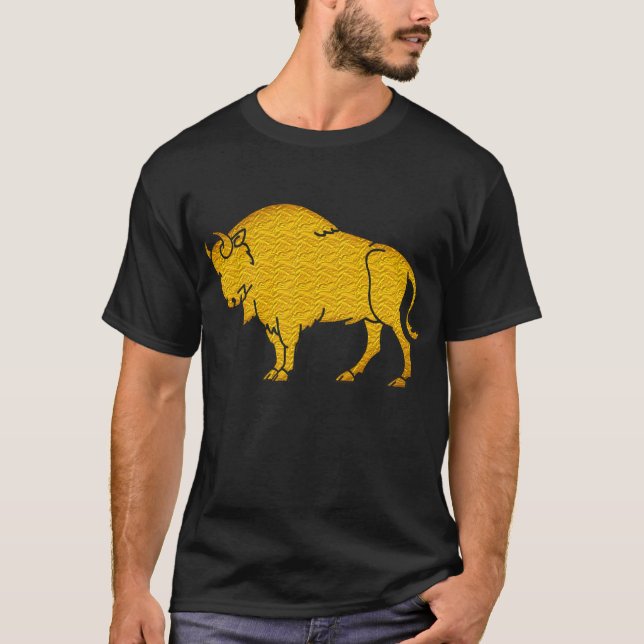 Golden American Bison Wild Life T - Shirt Design (Vorderseite)