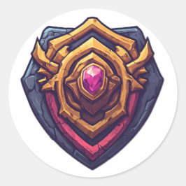 Golden Amethyst Emblem Runder Aufkleber