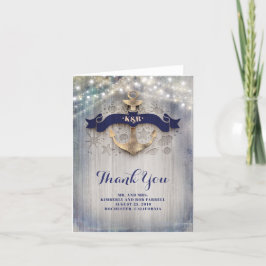 Golden Anchor Nautical Wedding Vielen Dank Dankeskarte