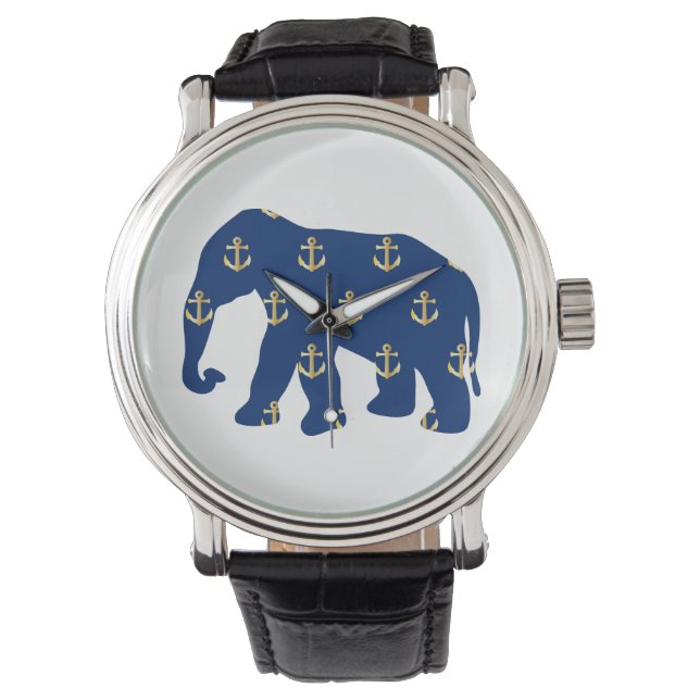 Golden Anchors Elephant Armbanduhr (Vorderseite)