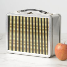 Golden and Black Elegante Stripes Metal Lunchbox