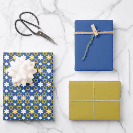 Golden and Blue Star von David Geschenkpapier Set
