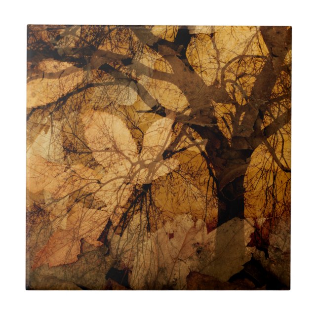 Golden and Brown Blätter| Merritt Island, FL Fliese (Vorderseite)