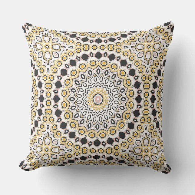 Golden and Charcoal Mandala Pattern Kissen (Vorderseite)
