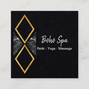 Golden and Gliiter Geometric Boho Quadratische Visitenkarte