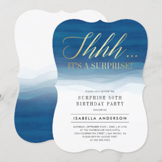 Golden and Watercolor Überraschung zum Geburtstag Einladung