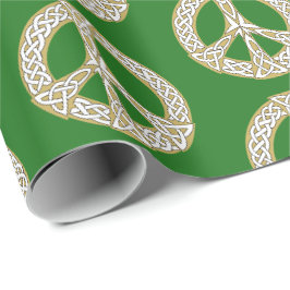 Golden and White Celtic Peace Sign Muster Geschenkpapier