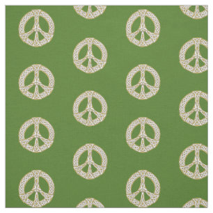 Golden and White Celtic Peace Sign Muster Stoff