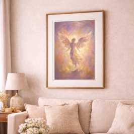Golden Angel Ethereal Spiritual Wall Art Poster