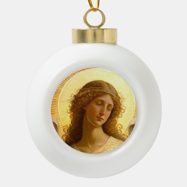 Golden Angel Gentle Messenger der Liebe Keramik Kugel-Ornament (Vorderseite)