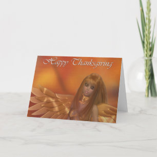 Golden Angel Happy Thanksgiving Fantasy Card Feiertagskarte