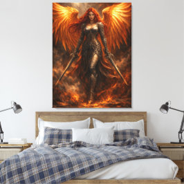 Golden Angel of Fire | Epic Fantasy Wall Art Leinwanddruck
