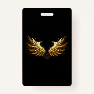 Golden Angel Wings auf schwarzem Hintergrund Ausweis