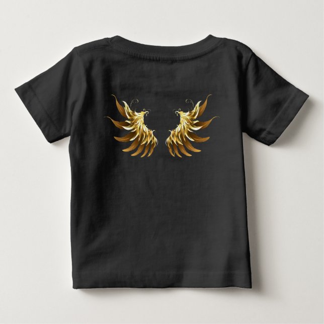 Golden Angel Wings auf schwarzem Hintergrund Baby T-shirt (Rückseite)