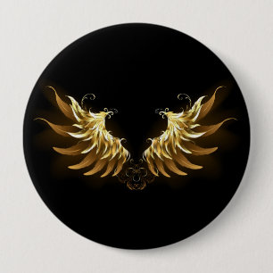 Golden Angel Wings auf schwarzem Hintergrund Button