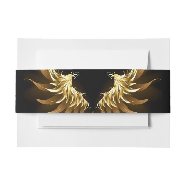 Golden Angel Wings auf schwarzem Hintergrund Einladungsbanderole (Vorderseite Beispiel)