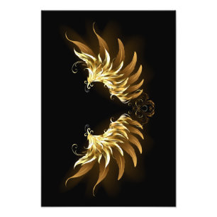Golden Angel Wings auf schwarzem Hintergrund Fotodruck