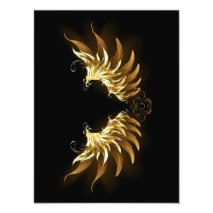 Golden Angel Wings auf schwarzem Hintergrund Fotodruck