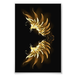 Golden Angel Wings auf schwarzem Hintergrund Fotodruck