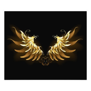 Golden Angel Wings auf schwarzem Hintergrund Fotodruck