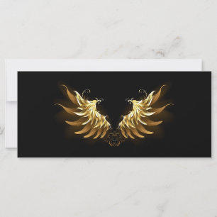 Golden Angel Wings auf schwarzem Hintergrund Karte