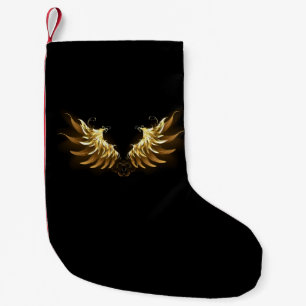 Golden Angel Wings auf schwarzem Hintergrund Kleiner Weihnachtsstrumpf