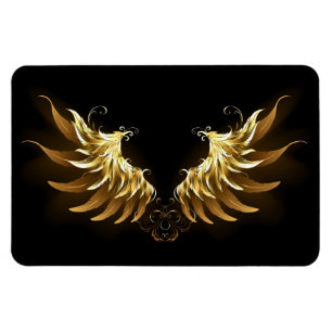 Golden Angel Wings auf schwarzem Hintergrund Magnet