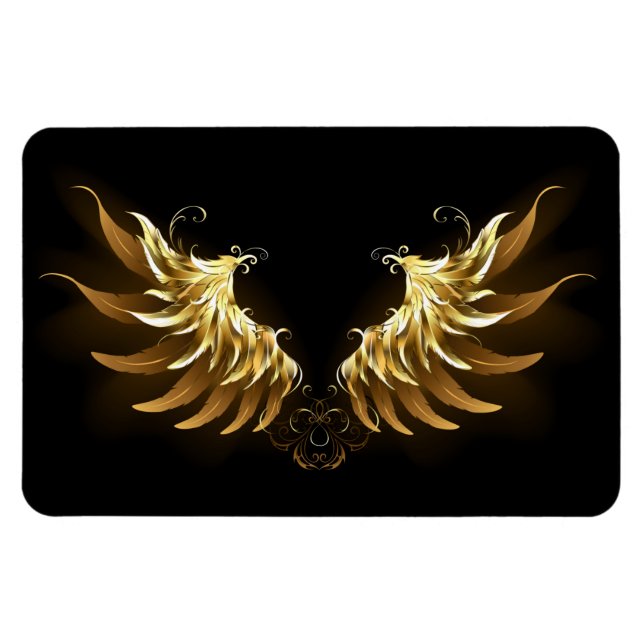 Golden Angel Wings auf schwarzem Hintergrund Magnet (Horizontal)