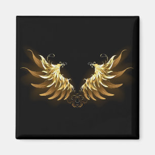 Golden Angel Wings auf schwarzem Hintergrund Magnet