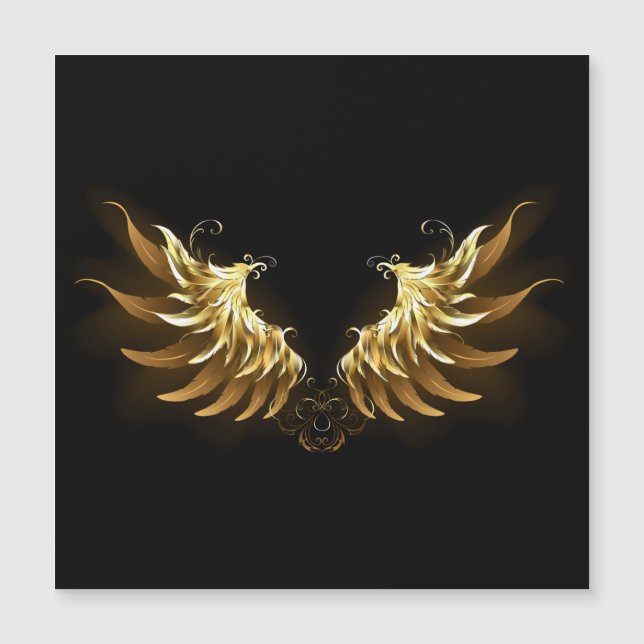 Golden Angel Wings auf schwarzem Hintergrund Magnetkarte (Vorderseite)