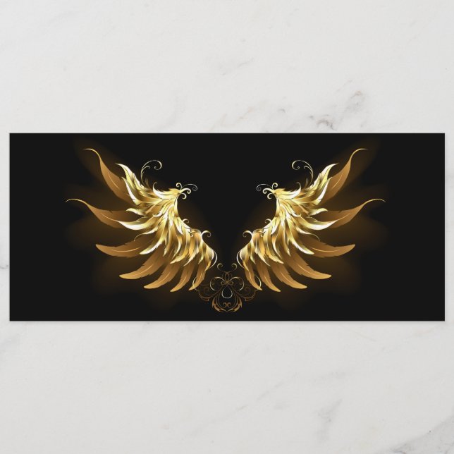 Golden Angel Wings auf schwarzem Hintergrund Menükarte (Vorderseite)
