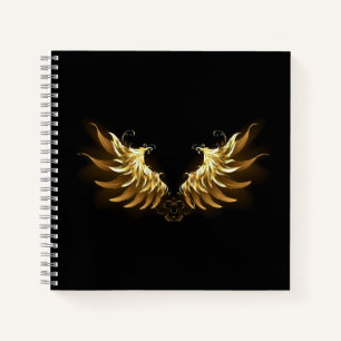 Golden Angel Wings auf schwarzem Hintergrund Notizbuch